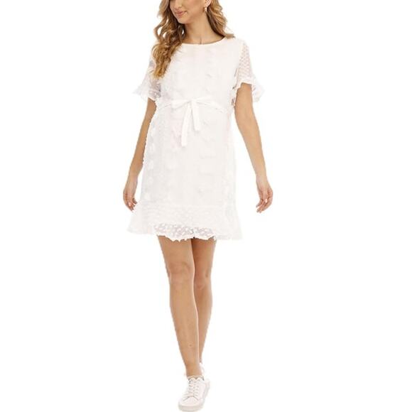 New SAVI MOM ~ Women's White Keyhole Back Baby Shower Mini Dress Size M - Picture 3 of 7